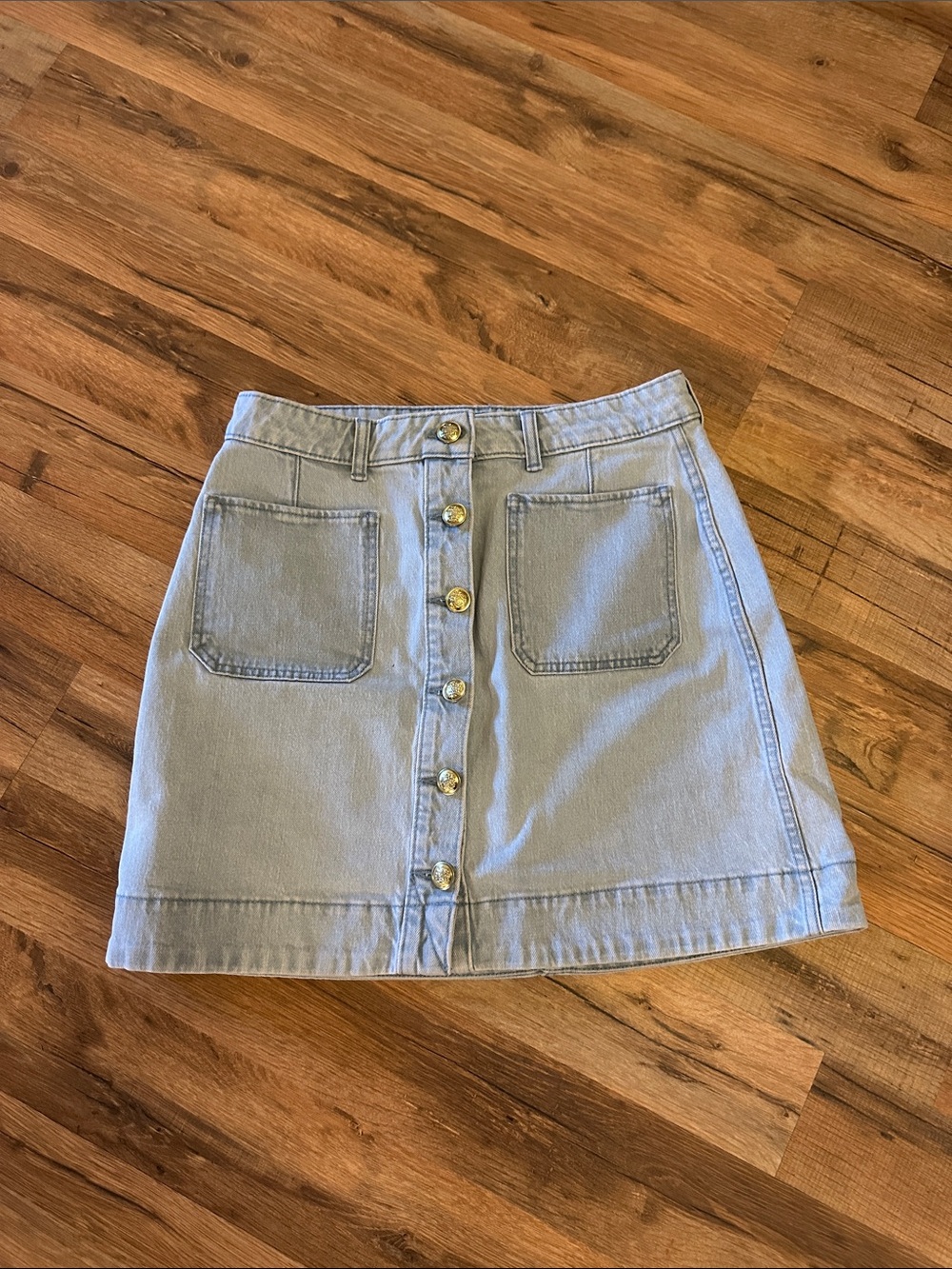 Free Assembly Light Wash Denim Skirt - Light Blue